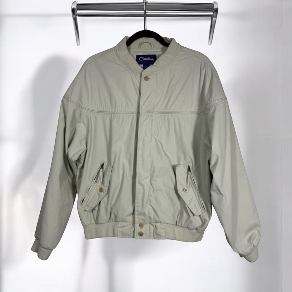 Y2K Catalina Smart-Casual Timeless Outwear men's Large khaki Bomber Jacket